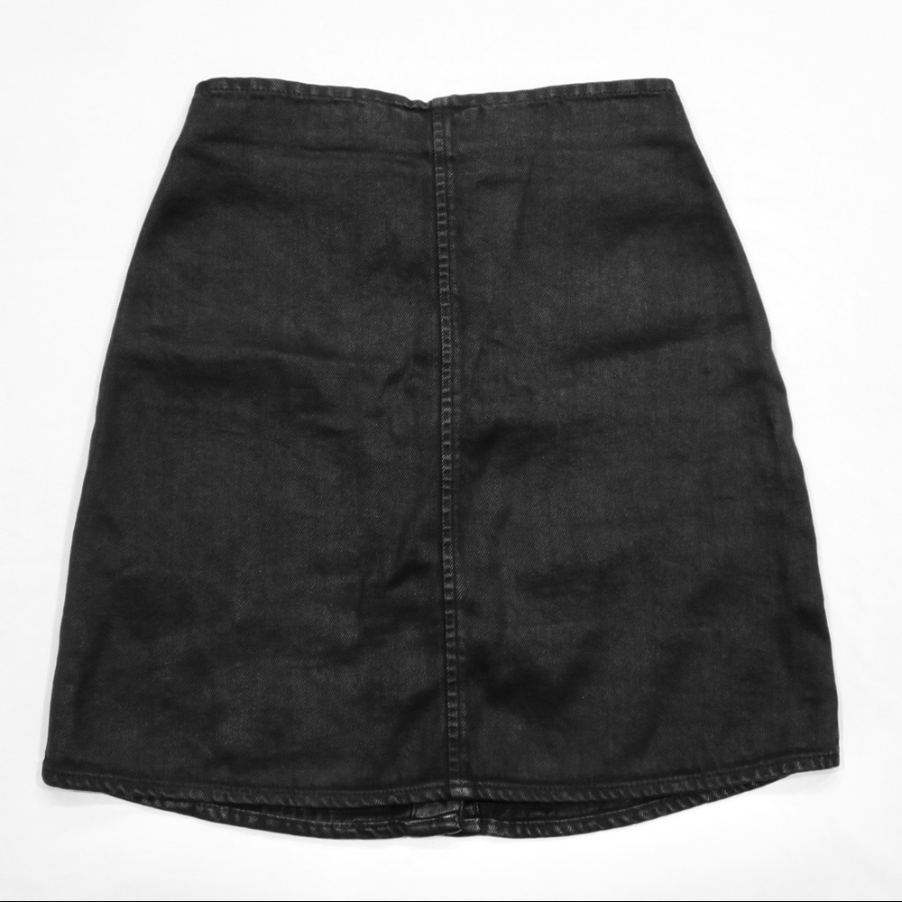 All Saints Wax Denim Black Button Skirt - Picture 2 of 6